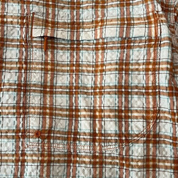 Columbia men's short-sleeve buttondown shirt large orange plaid - Picture 3 of 6